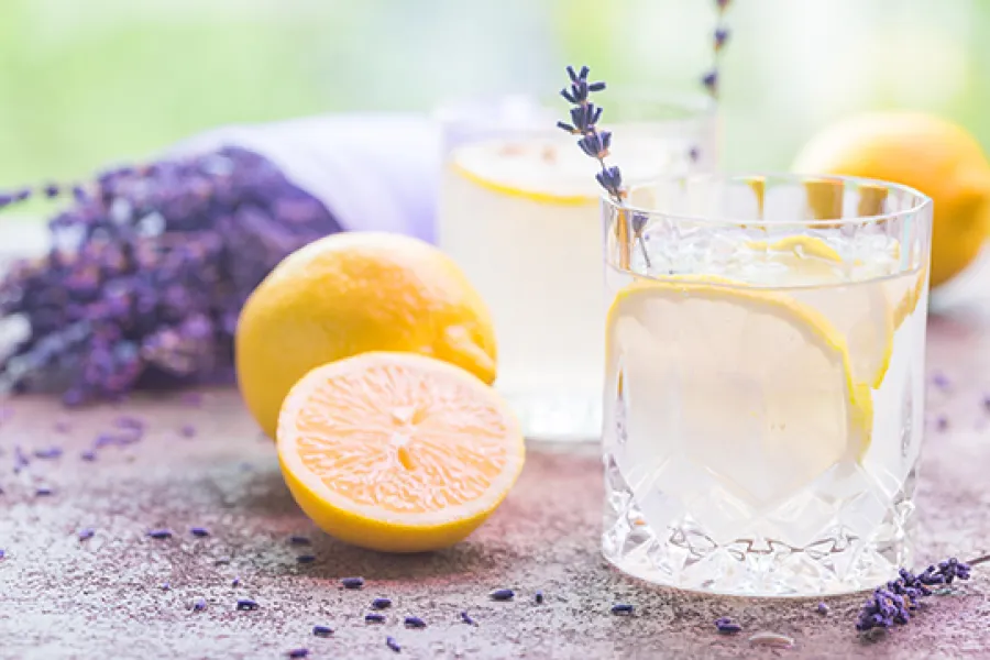a glass of lavender lemonade