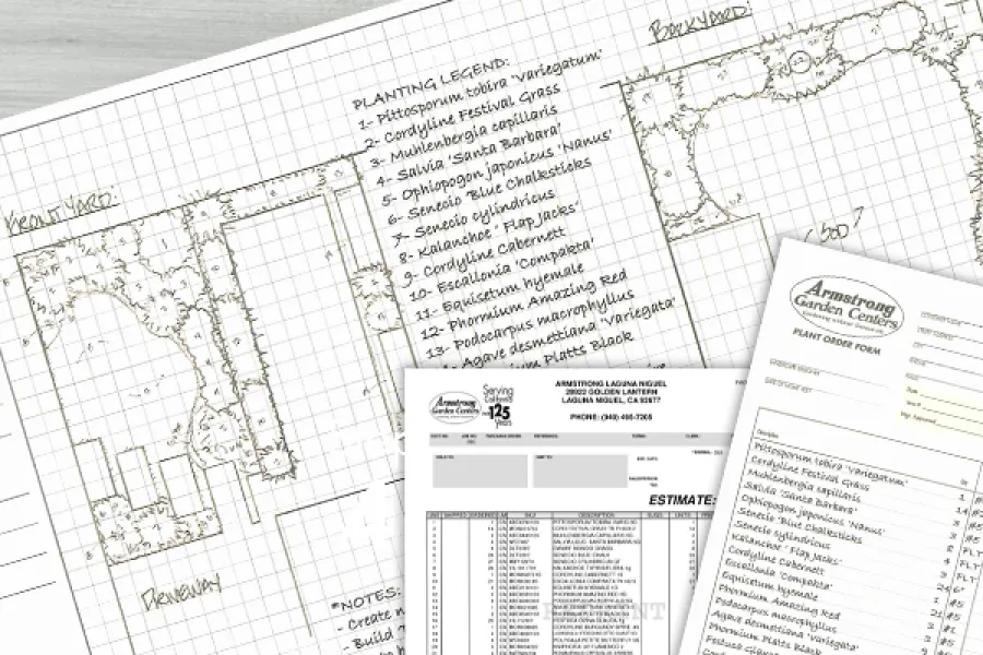 Armstrong hard-drawn landscape design, plant list and estimate