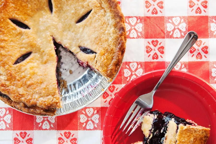 a piece of pie on a plate