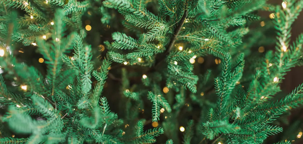 artificial Christmas tree closeup